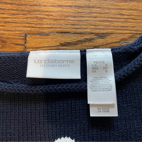 Vintage Liz Claiborne Navy Blue Anchor Sweater - Picture 6 of 14